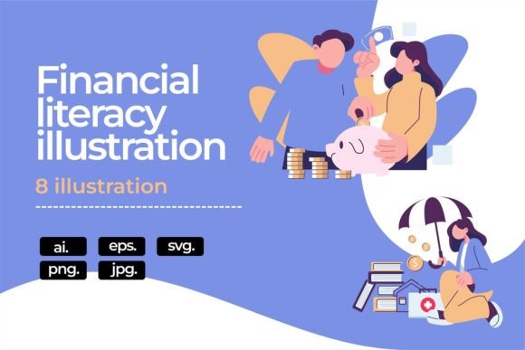 Download Financial Literacy Flat Illustration - Literacy Collection