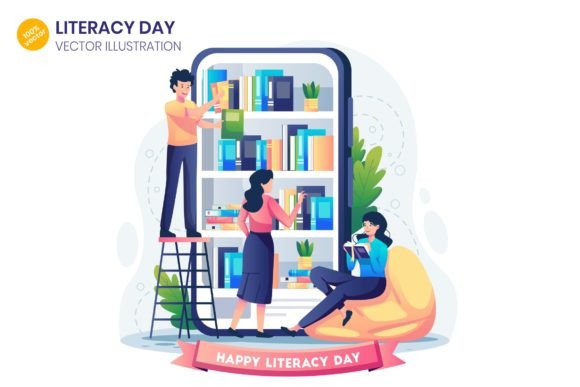 Download Literacy Day Illustration - SVG AI EPS - Literacy Collection