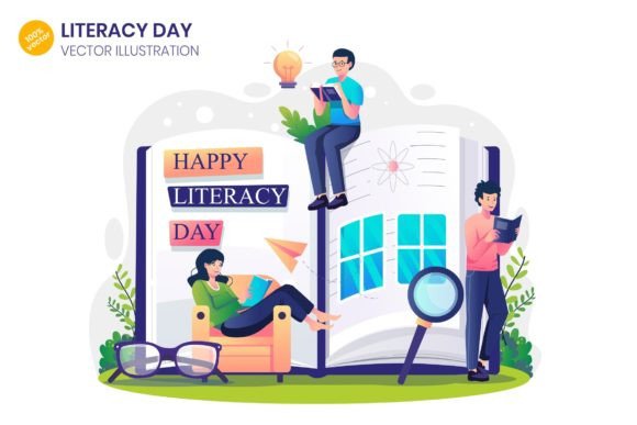 Download Literacy Day Illustration - SVG AI EPS - Literacy Collection