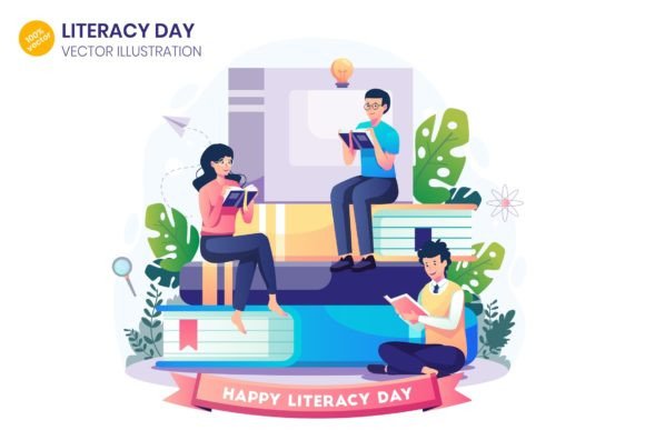 Download Literacy Day Illustration - SVG AI EPS - Literacy Collection