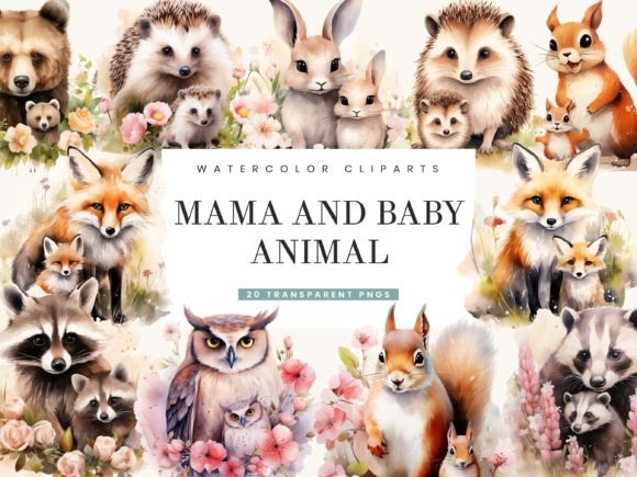 Download Mama and Baby Woodland Animal Clipart - Baby woodland animal clipart Collection