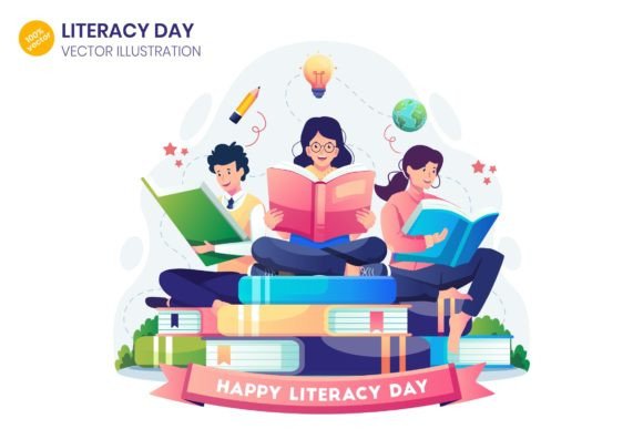 Download Literacy Day Illustration - SVG AI EPS - Literacy Collection